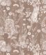 Woodland Friends Wallpaper • Forest Wallpaper with rabbits, hares, raccoons • Iryna Ruggeri • Ecru • Swatch