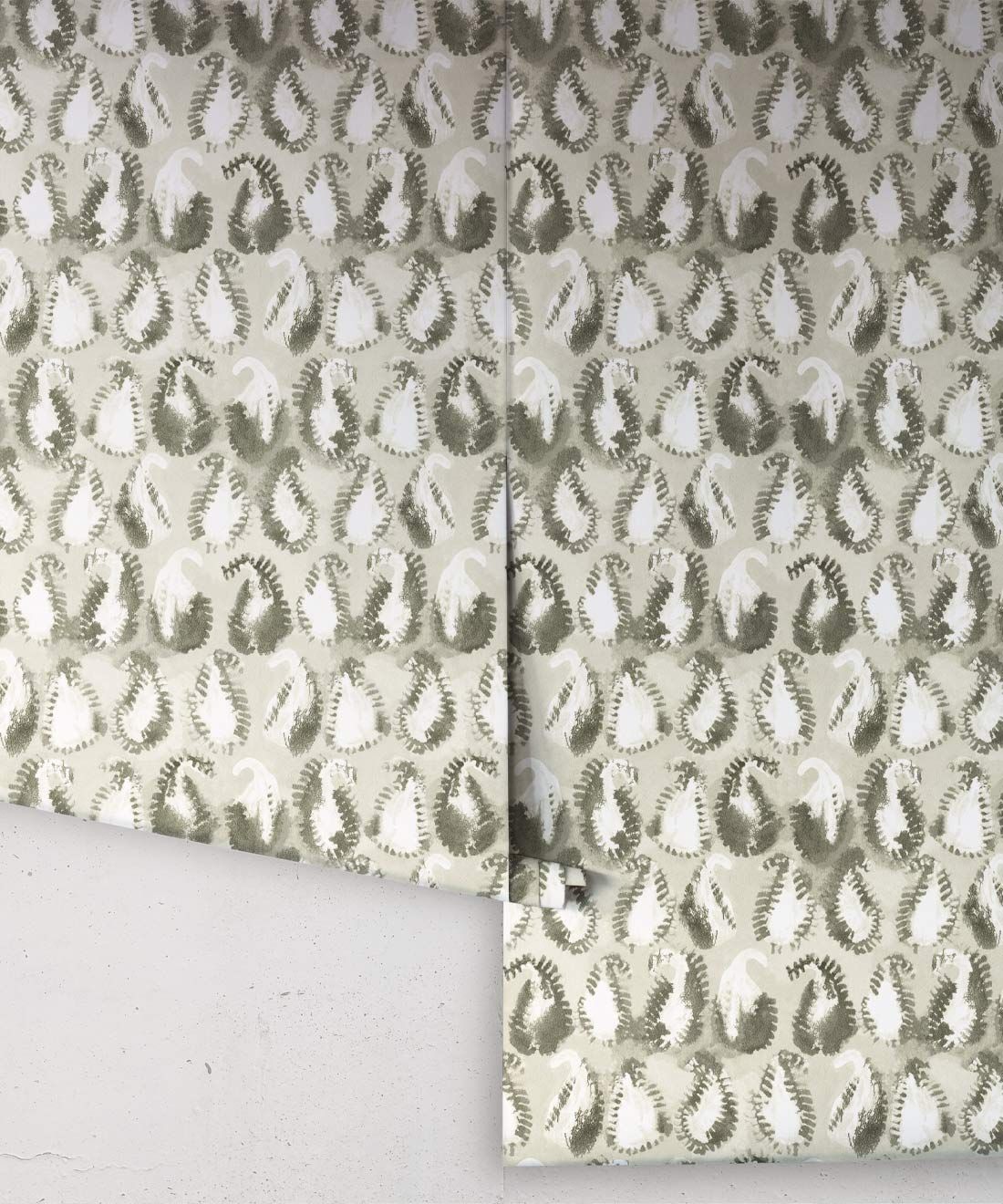 Shibori Paisley Wallpaper • Shibori • Olive • Rolls