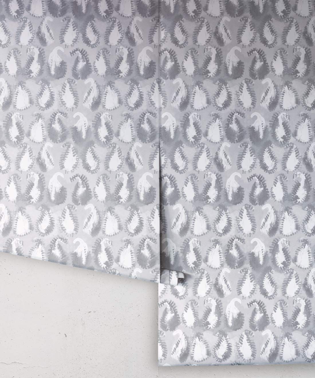 Shibori Paisley Wallpaper • Shibori • Silver • Rolls