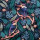 Exotic Kingfishers Fabric • Bird Fabric • Dark • Swatch