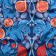 Figs & Strawberries Fabric • Botanical Fabric • Blue Orange • Swatch