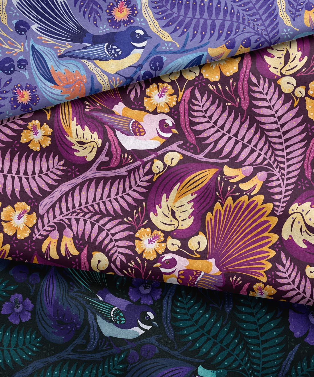 Fantails Fabric • Bird Fabric • Layered