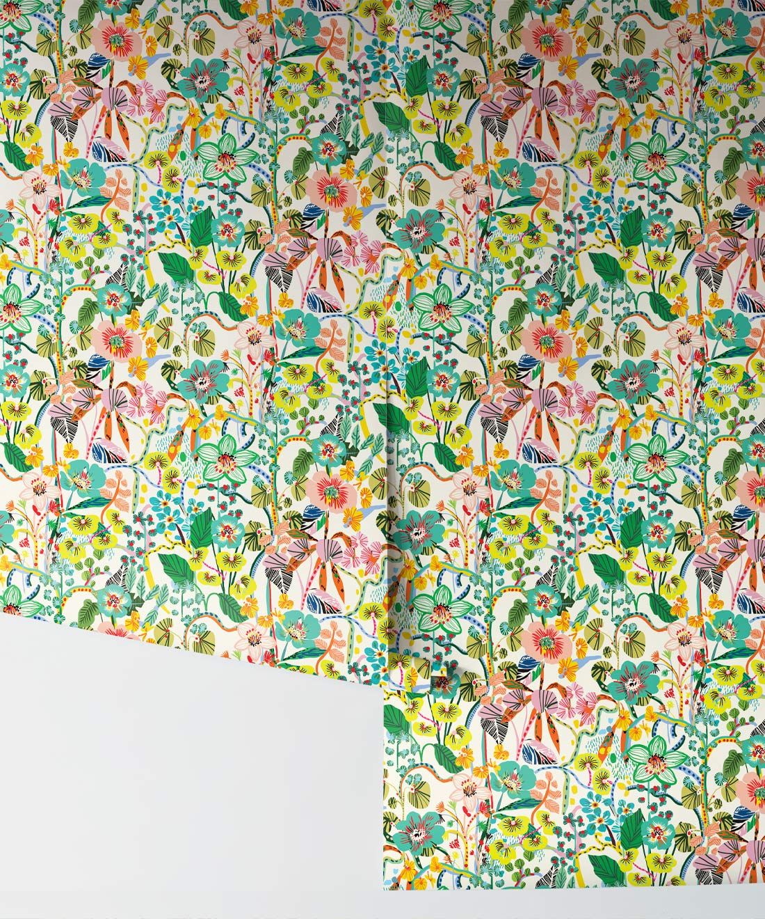 Jardin Aux Mille Fleurs • Colorful Bold Floral Wallpaper • Kitty McCall • Rolls