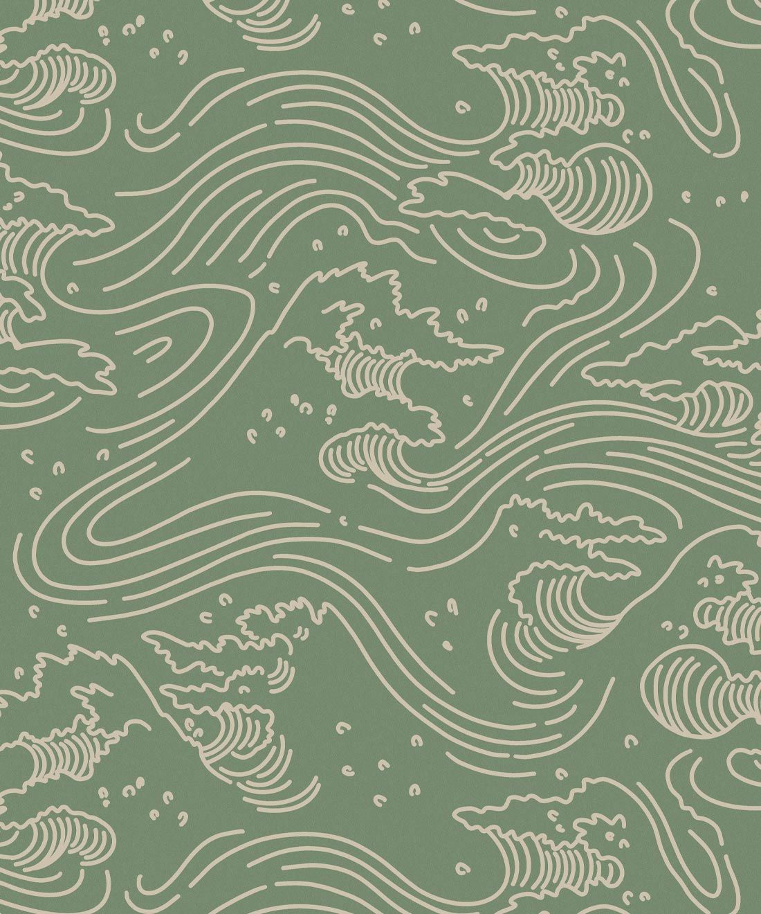 Pororoca Wave Wallpaper • Olive • Swatch