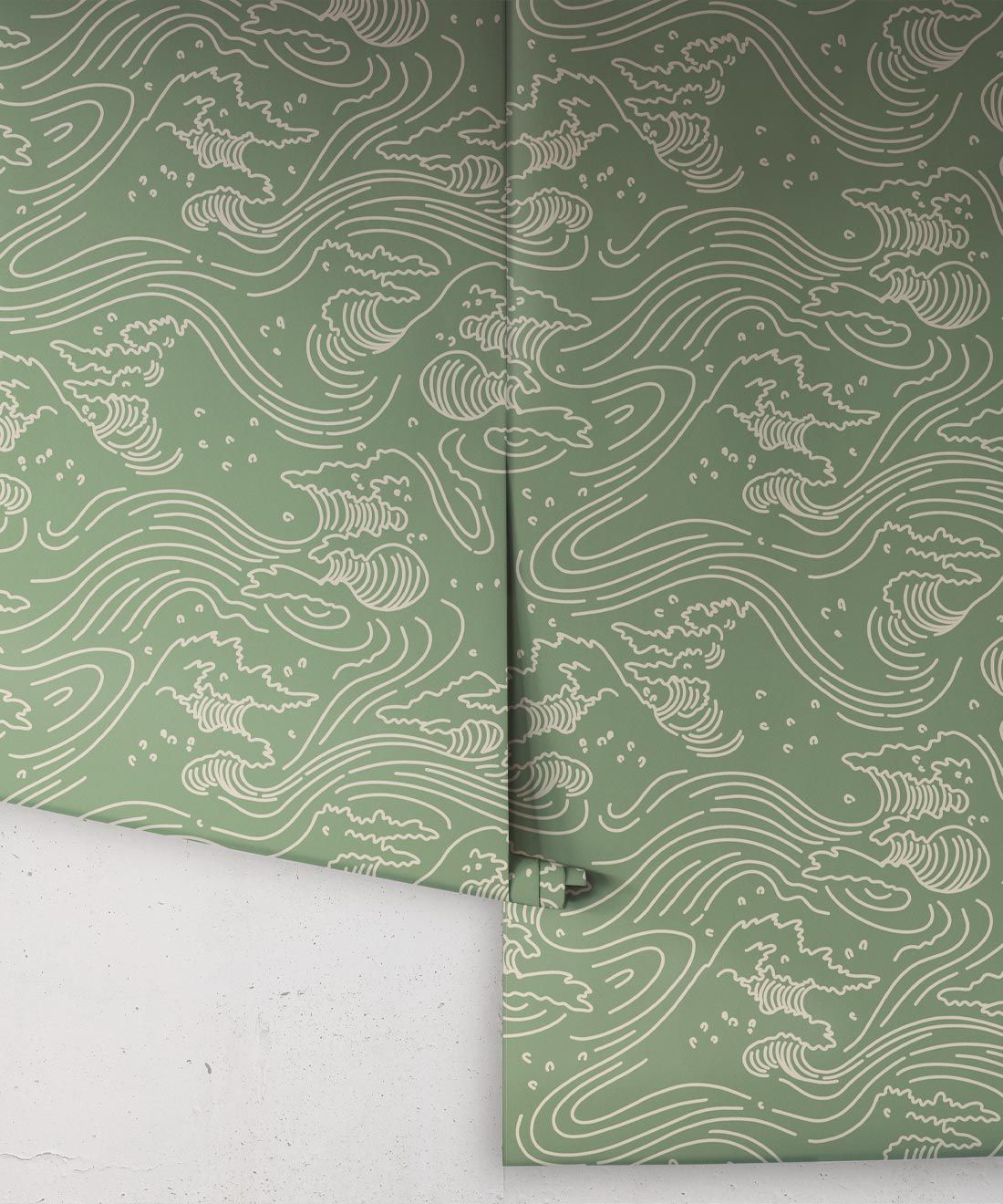 Pororoca Wave Wallpaper • Olive • Rolls