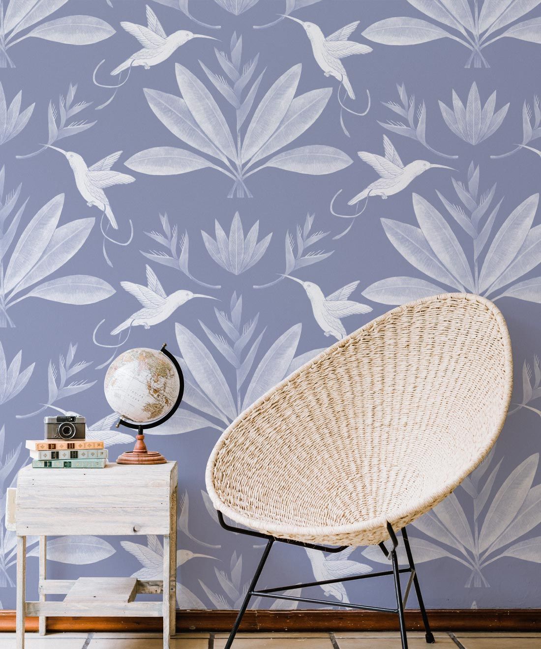 Hummingbirds & Heliconias Wallpaper • Allira Tee • Bird Wallpaper • Blue • Insitu