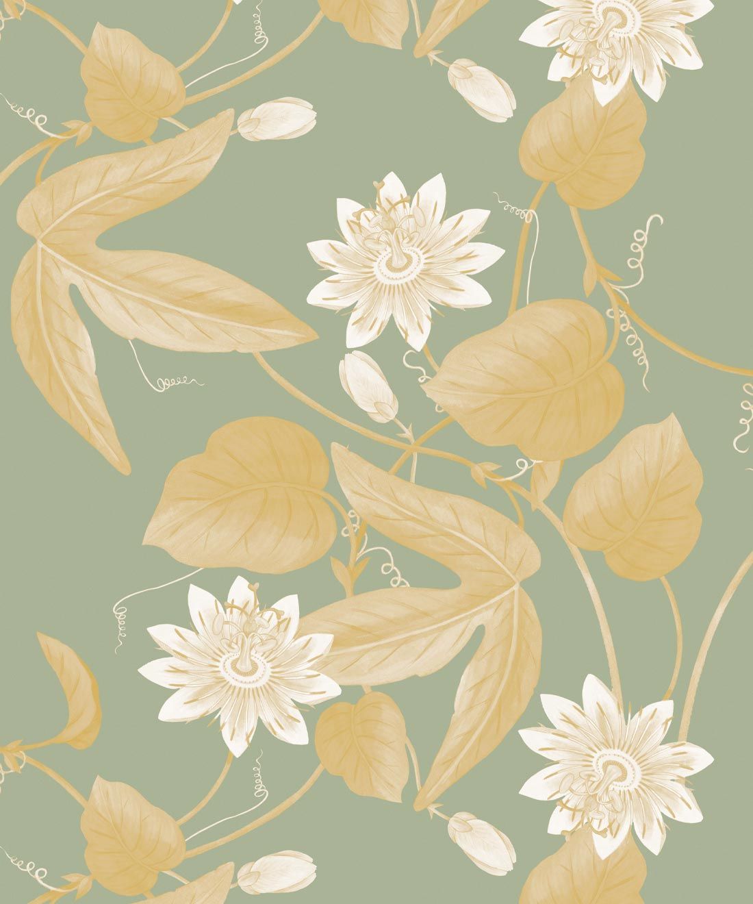 Passiflora Wallpaper • Olive • Swatch