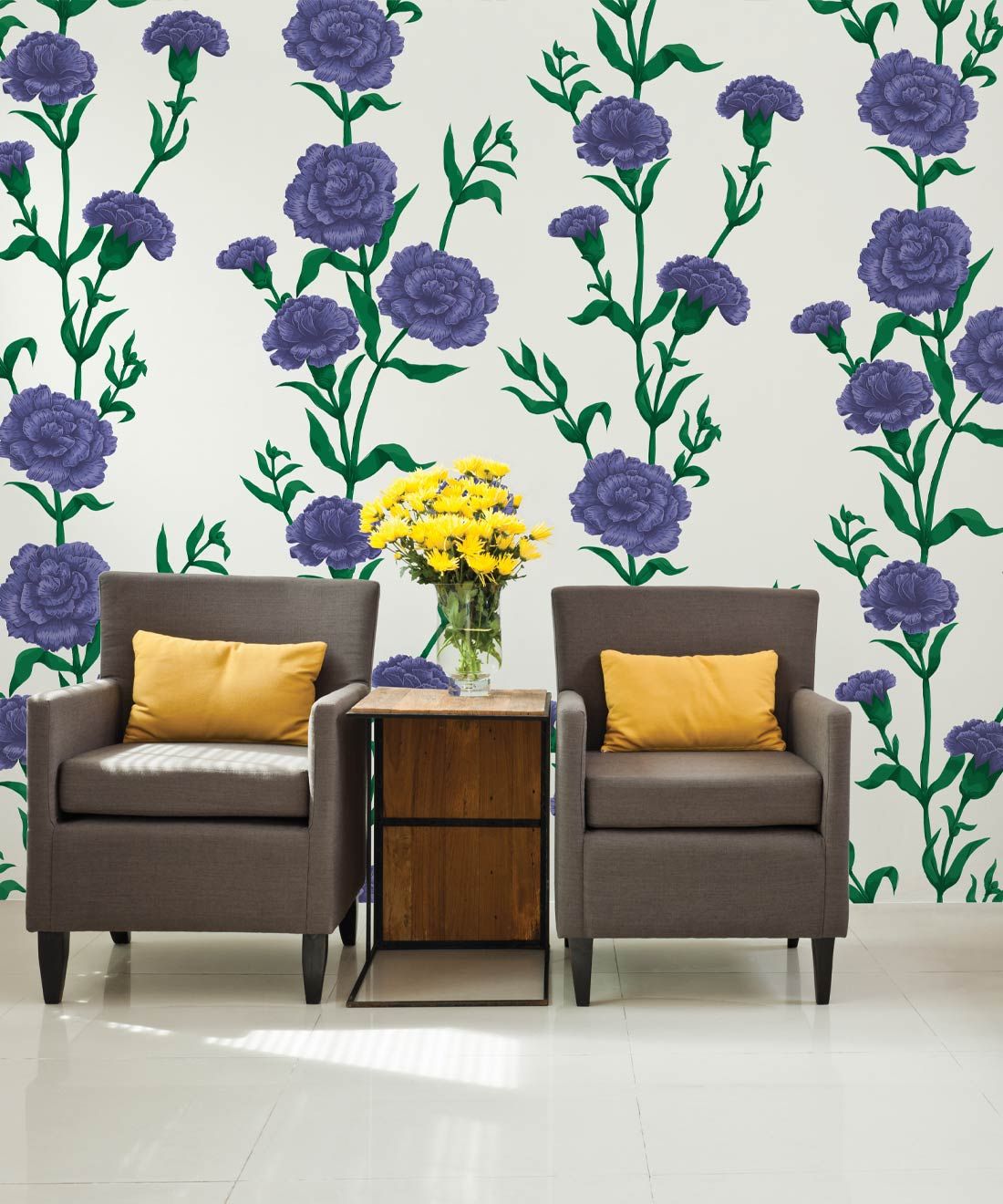 What In Carnation Wallpaper • Floral Wallpaper • Patel Purple • Insitu