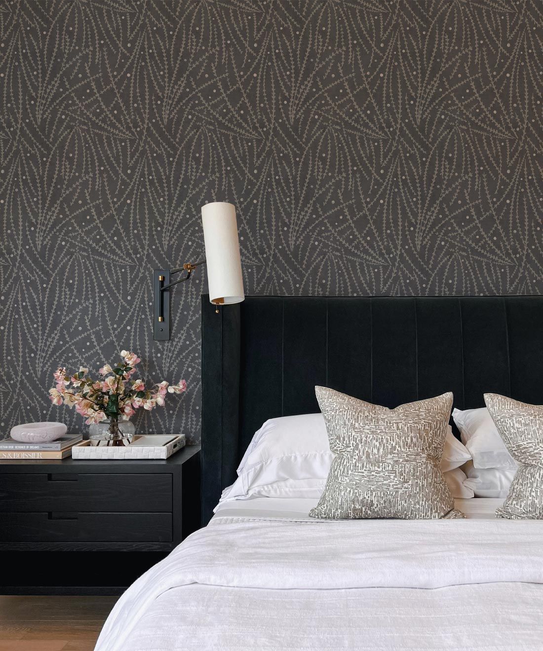 Brush Wallpaper • Floral Wallpaper • Gray • Insitu
