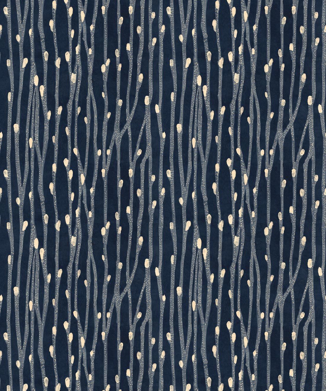 Pussy Willow Wallpaper • abstract botanical Wallpaper • Indigo • Swatch