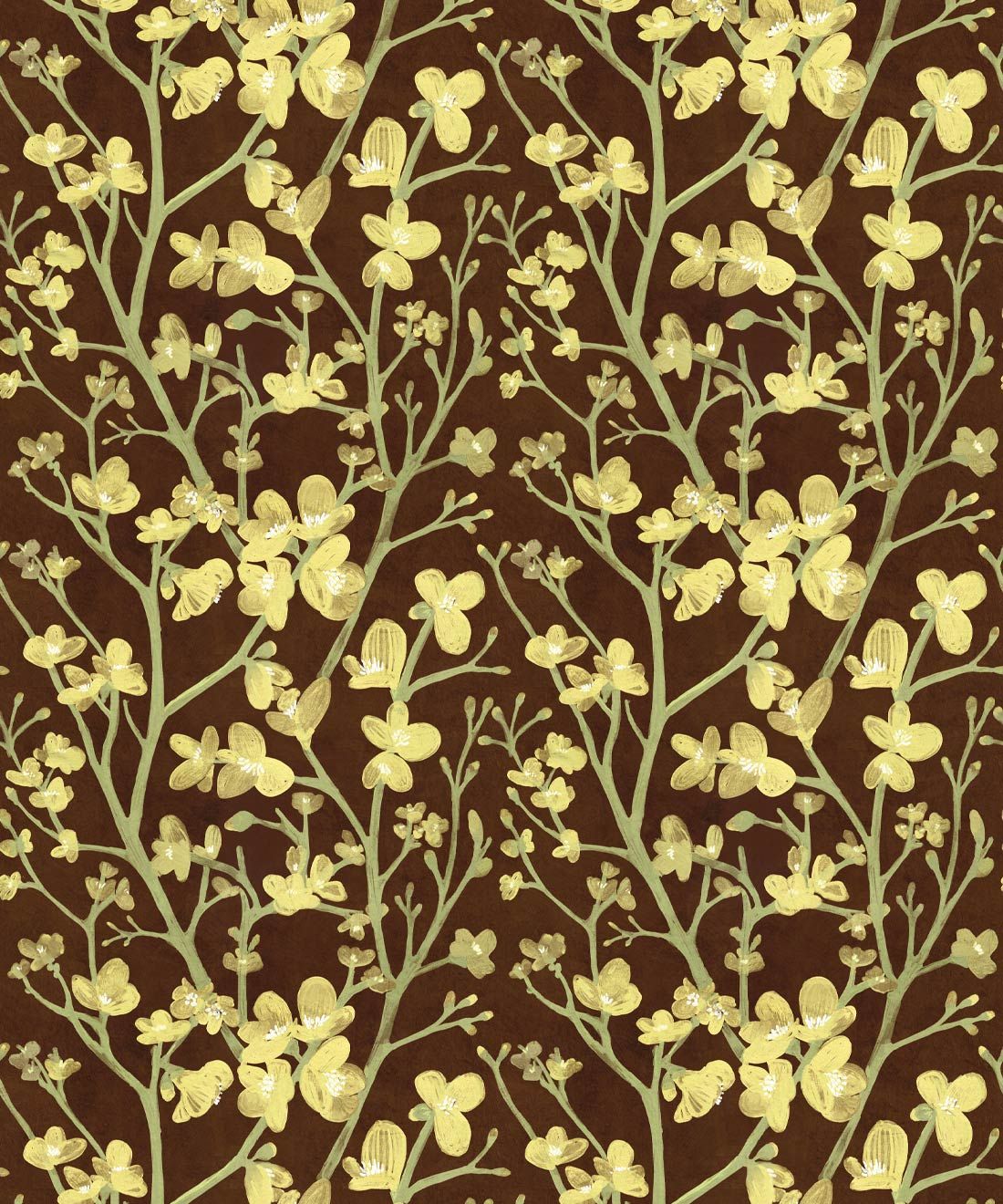 Quince Wallpaper • Floral Wallpaper • Brown • Swatch