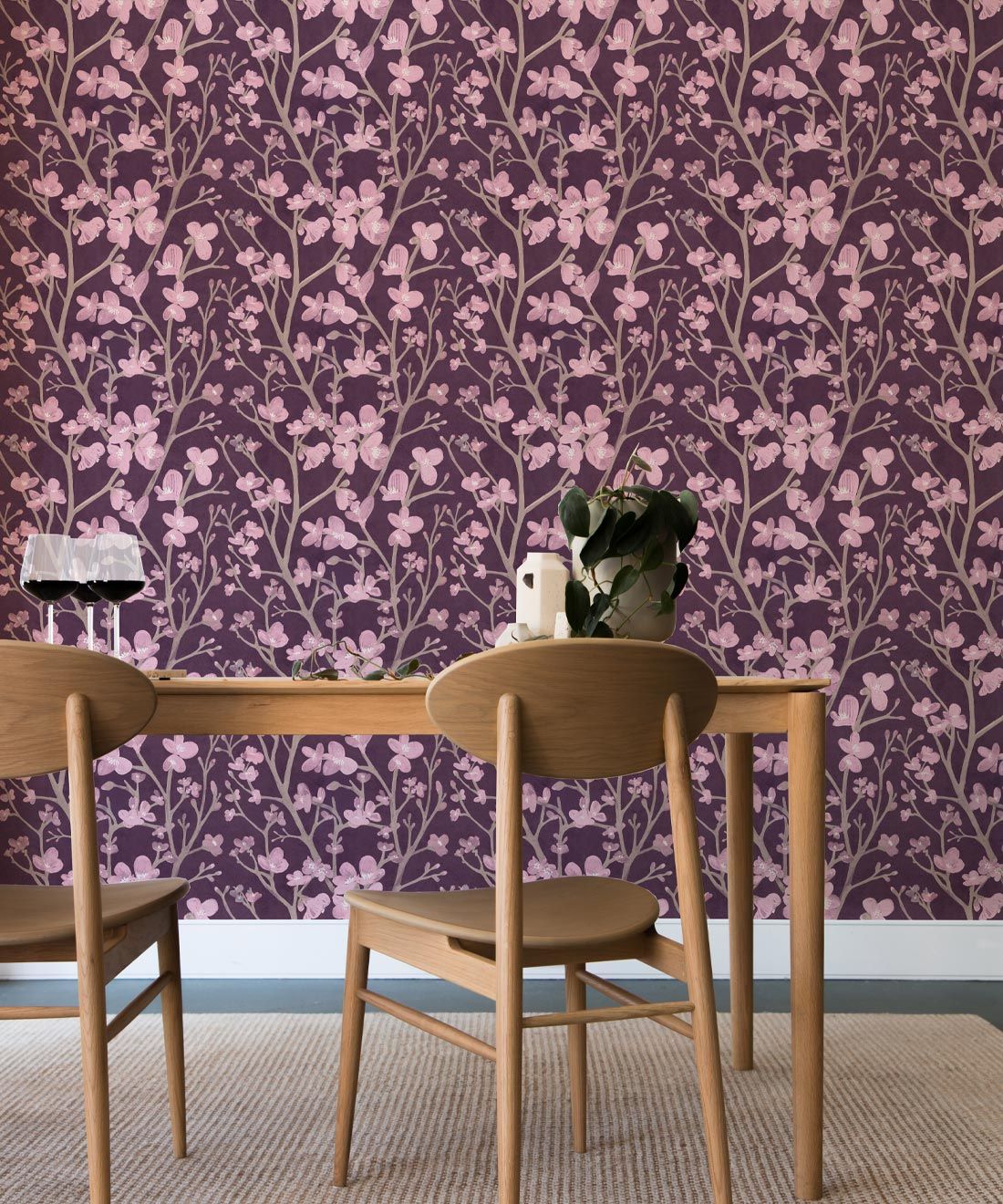 Quince Wallpaper • Floral Wallpaper • Lilac • Insitu