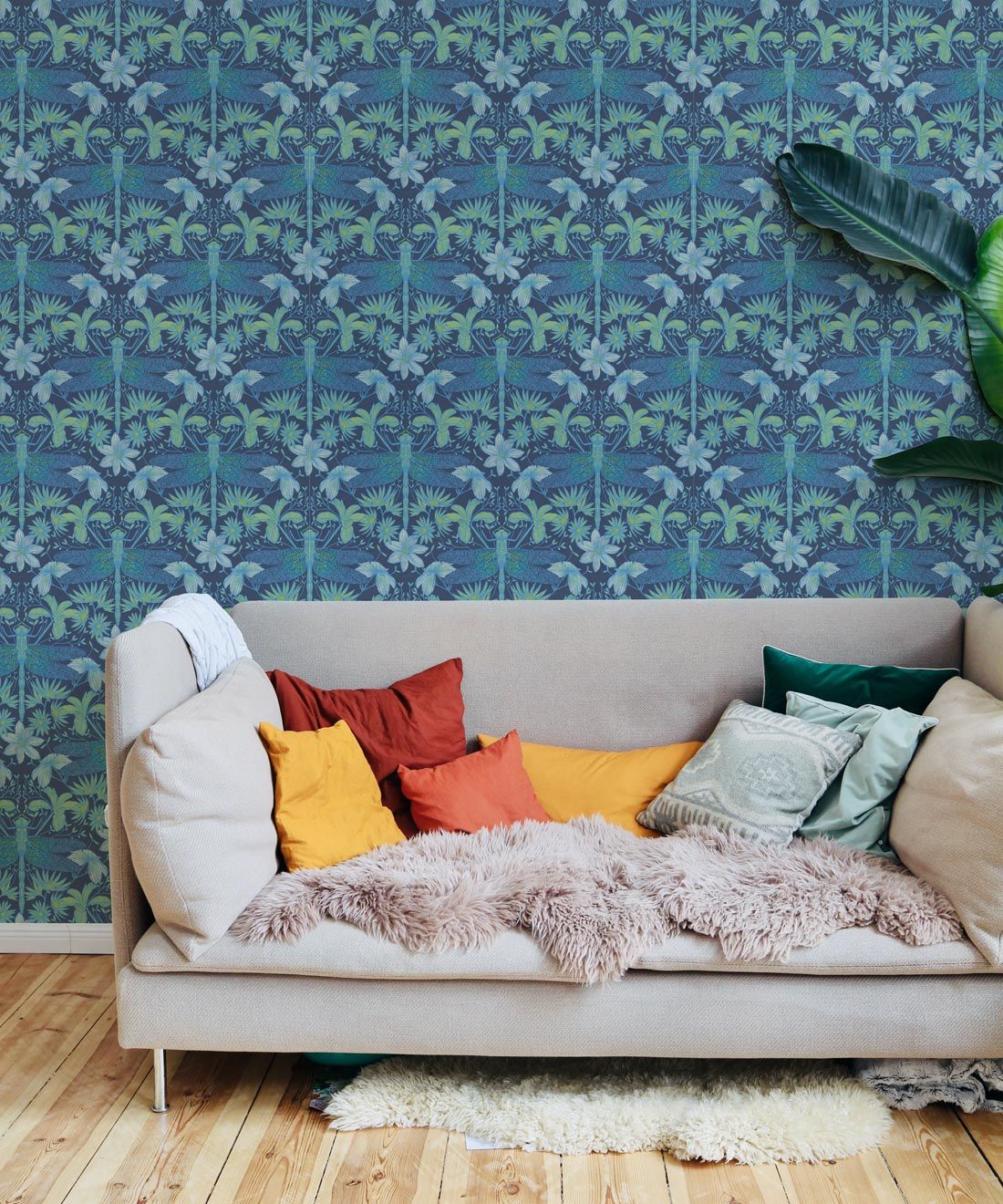 Starseed Wallpaper • Floral Wallpaper • Aqua • Insitu