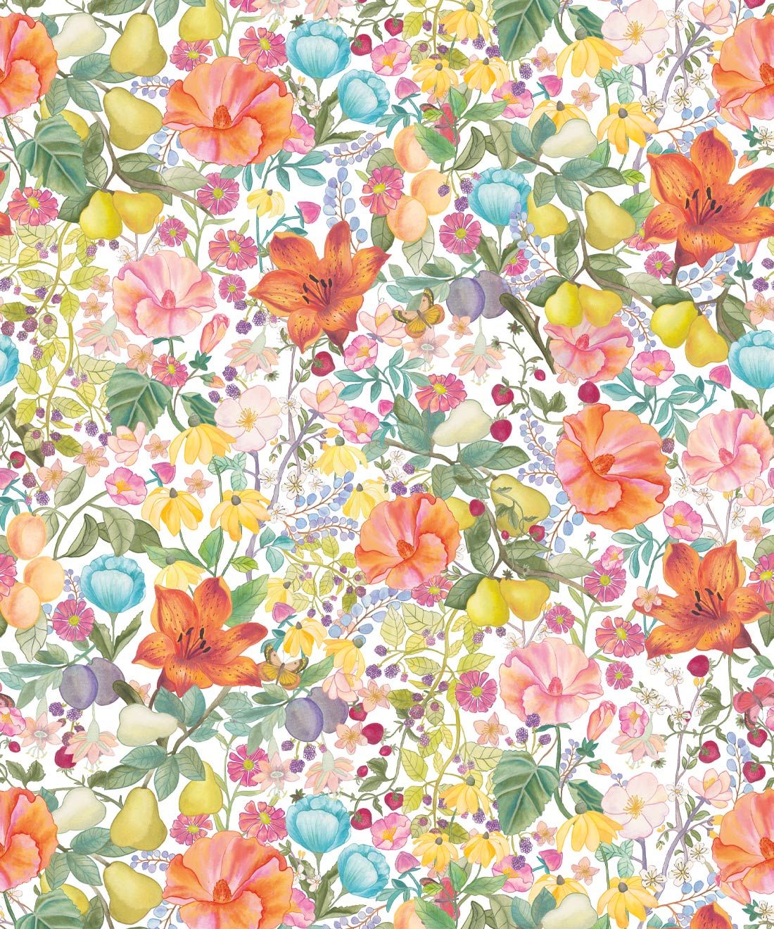 Abundance Wallpaper • Kip&Co • Colorful Flower Wallpaper • Swatch