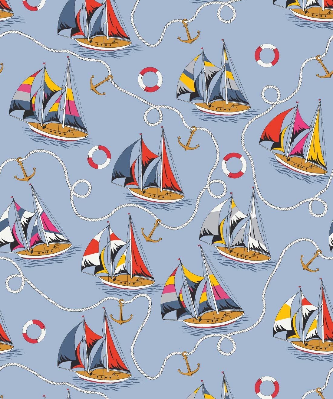 Hey Sailor Wallpaper • Kip&Co • Sailboats and Buoys • Nautical Wallpaper • Regatta • Swatch