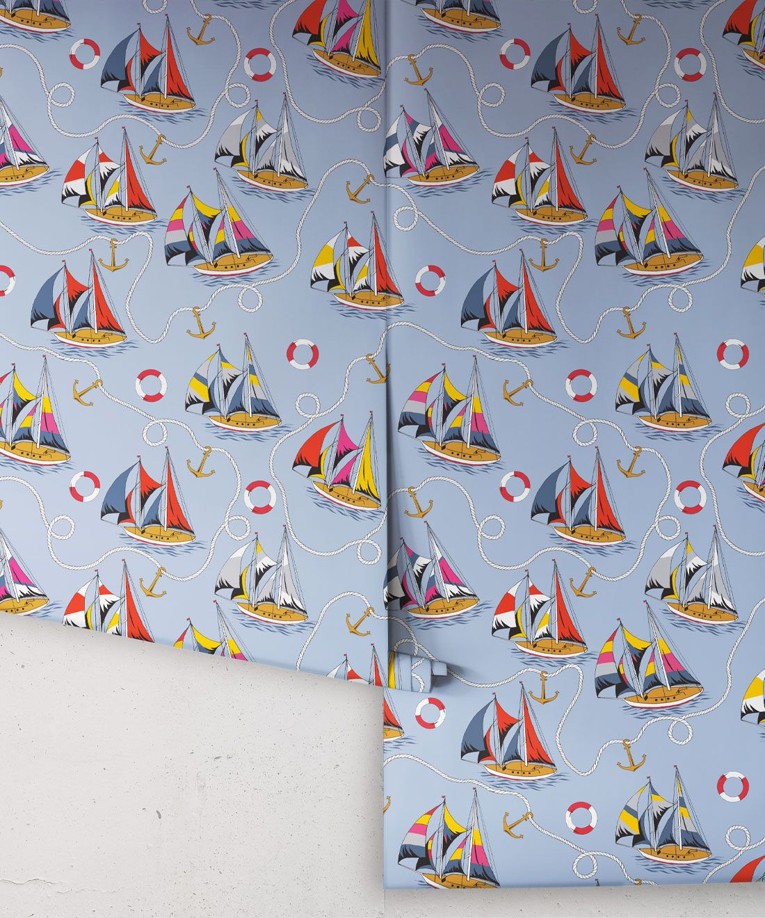 Hey Sailor Wallpaper • Kip&Co • Sailboats and Buoys • Nautical Wallpaper • Regatta • Rolls