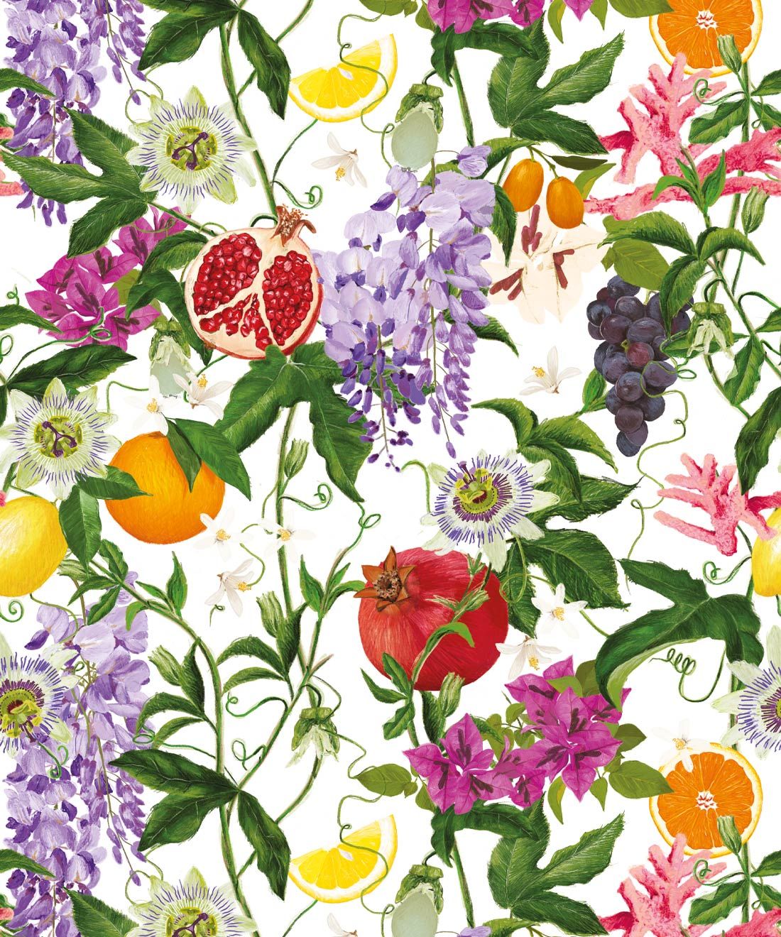 Summer In Sicily Wallpaper • Kip&Co • Fruit Wallpaper • White • Swatch