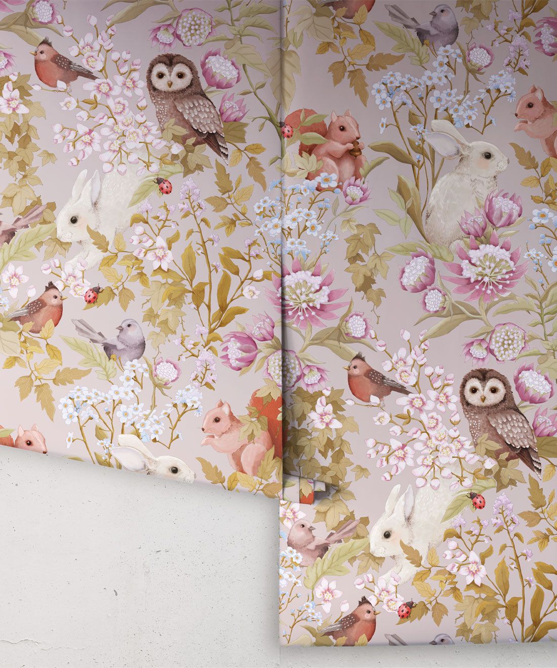 Woodlands Wallpaper • Children's Wallpaper • Petal Grey• Roll