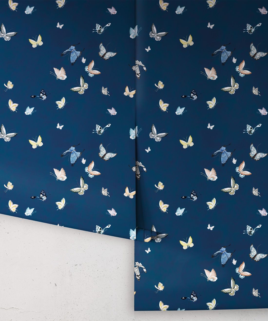 Butterflies Wallpaper • Navy • Rolls