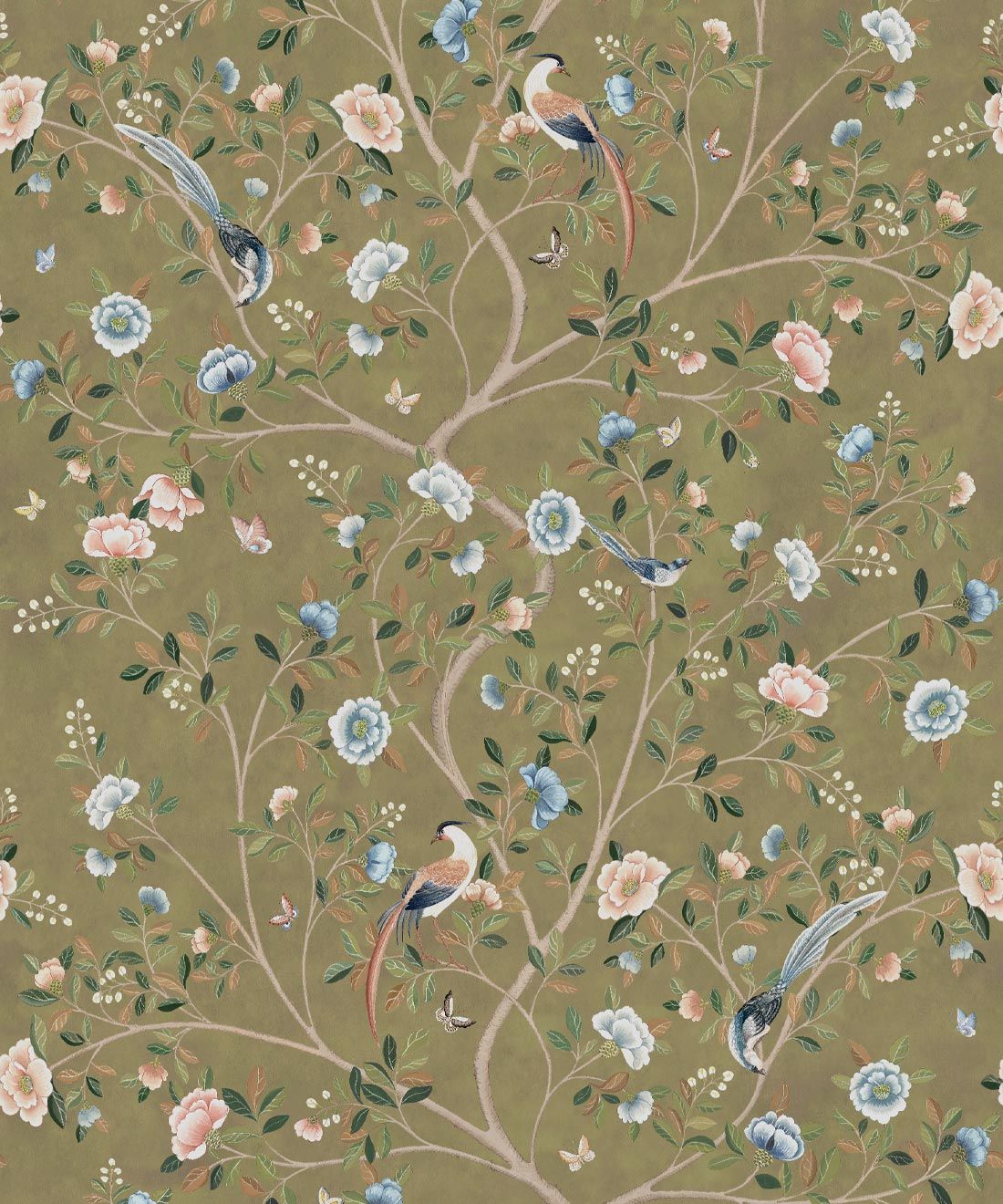 Camellia Tree Mural • Olive • Swatch