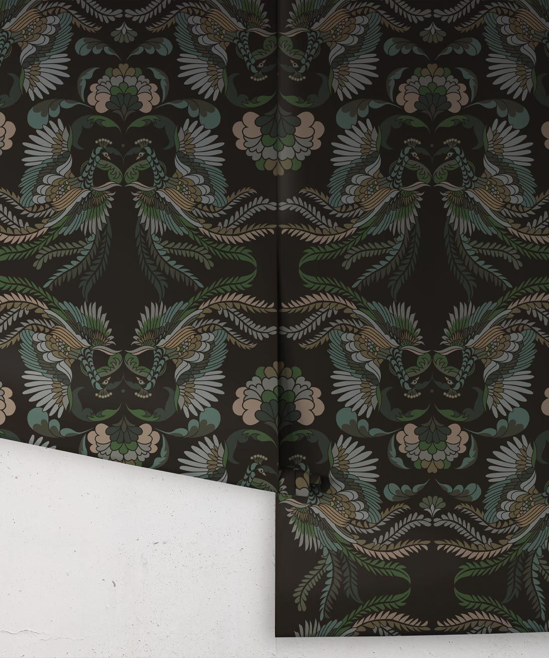 Prancing Peacocks Wallpaper • Midnight • Rolls