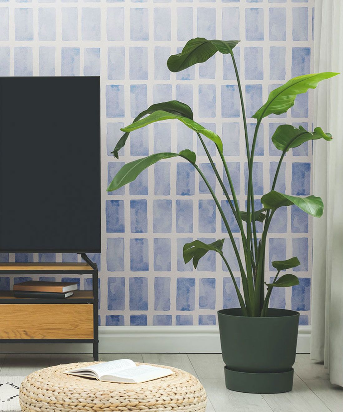 Barre Wallpaper • Blue White • Insitu Plant