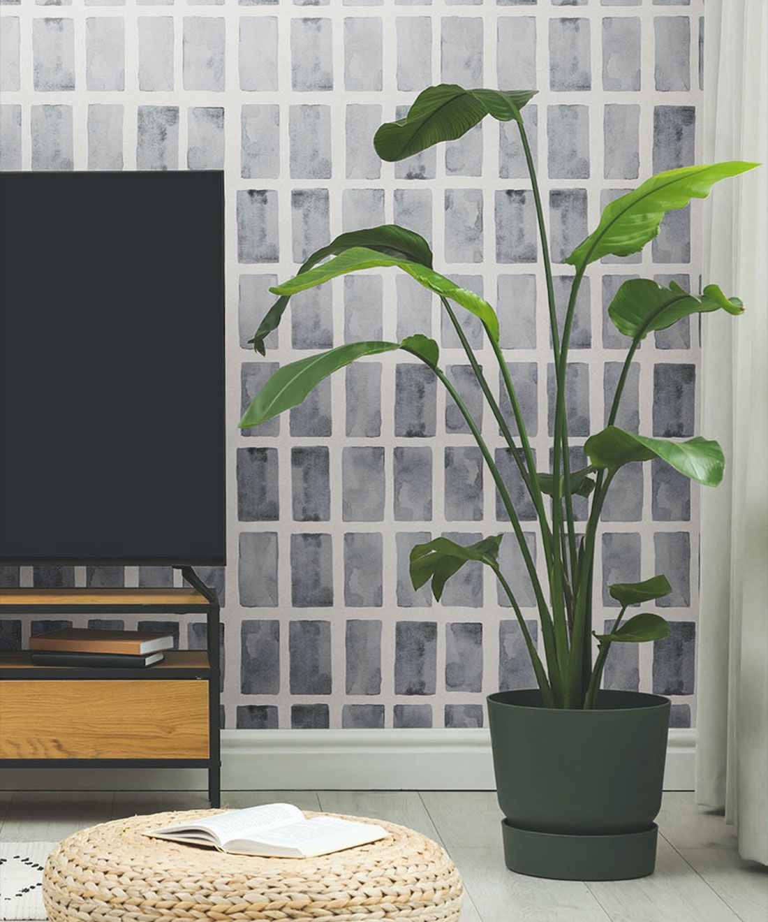 Barre Wallpaper • Charcoal White • Insitu Plant