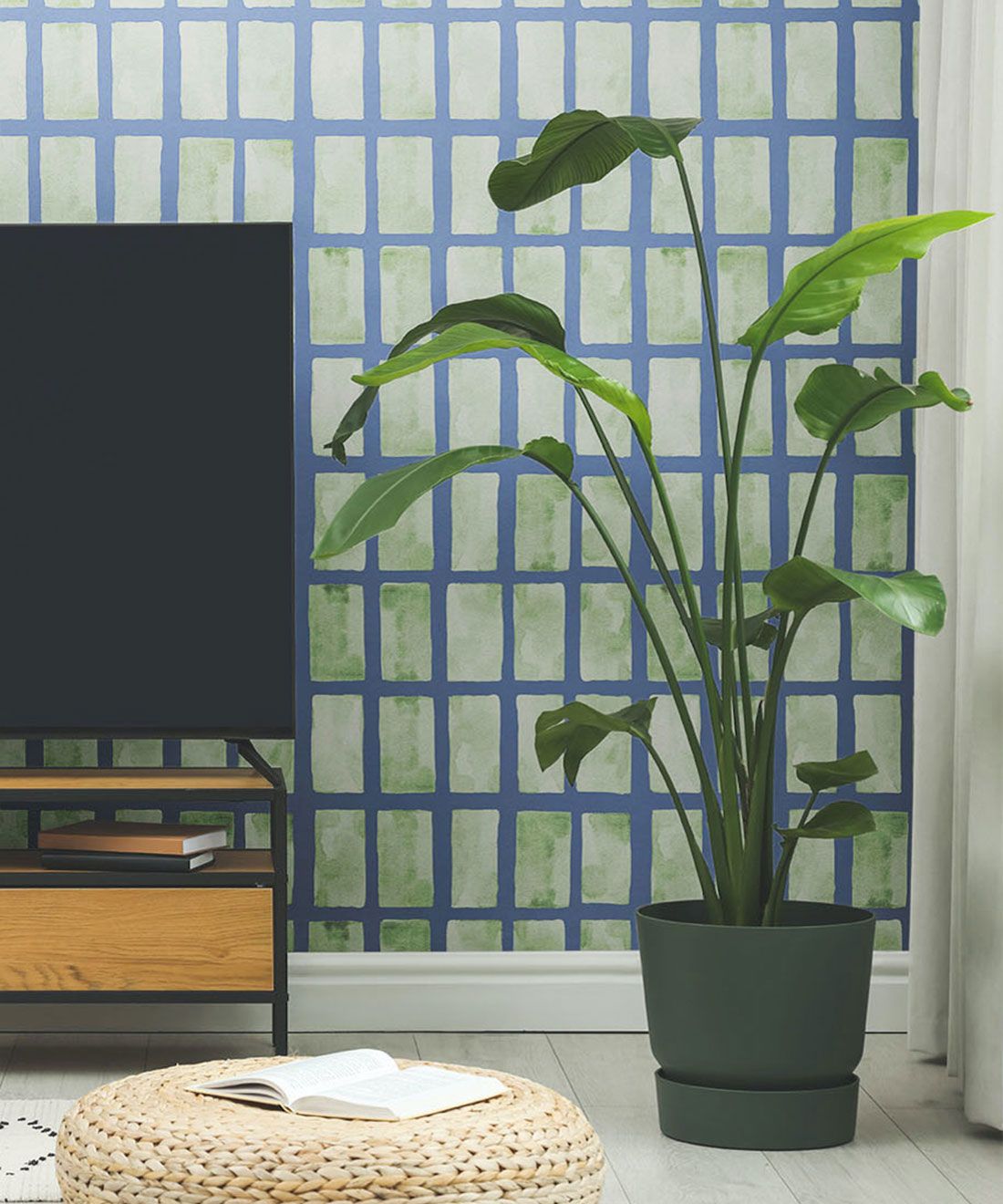 Barre Wallpaper • Sage Navy • Insitu Plant