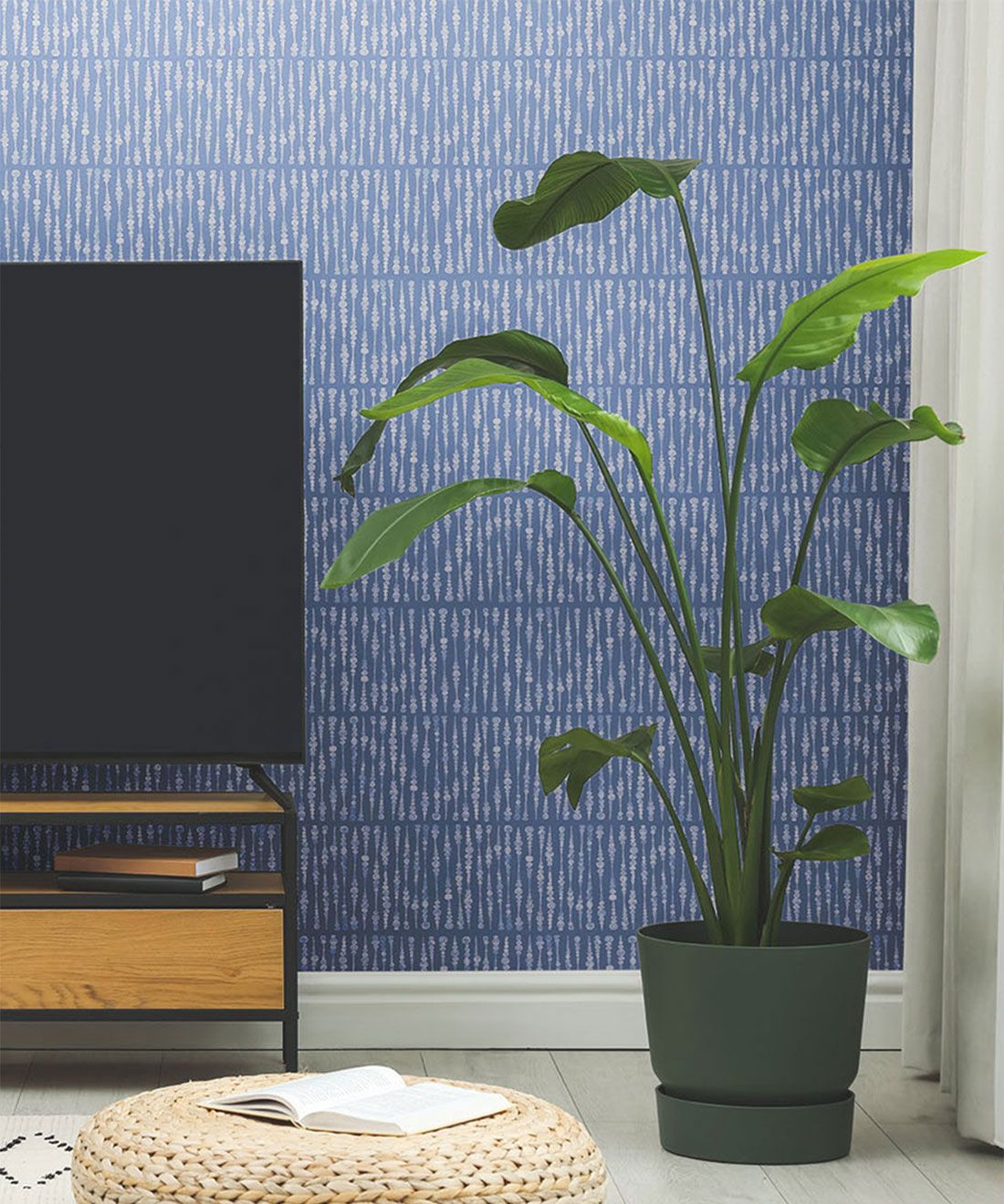 Cercles Deux Wallpaper • Blue Navy • Insitu Living Room