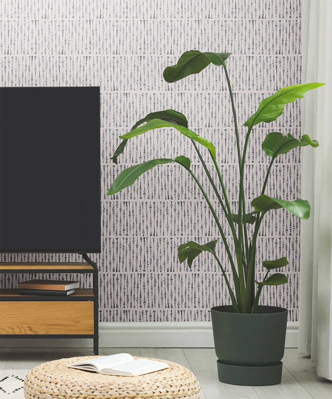Cercles Deux Wallpaper • Charcoal White • Insitu Living Room