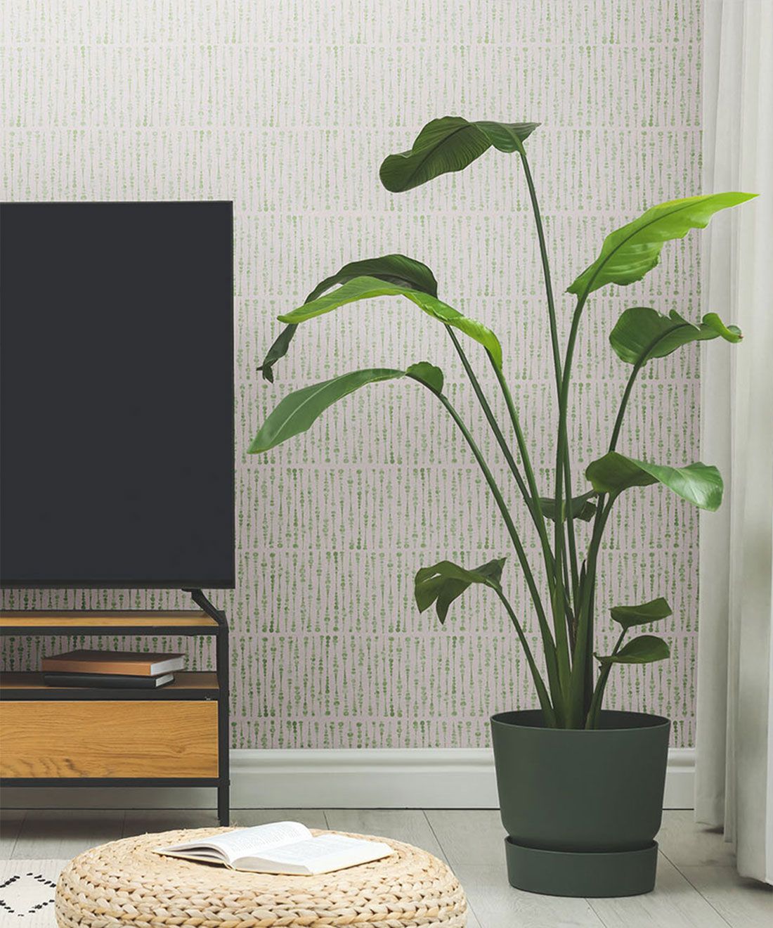 Cercles Deux Wallpaper • Sage Light Beige • Insitu Living Room