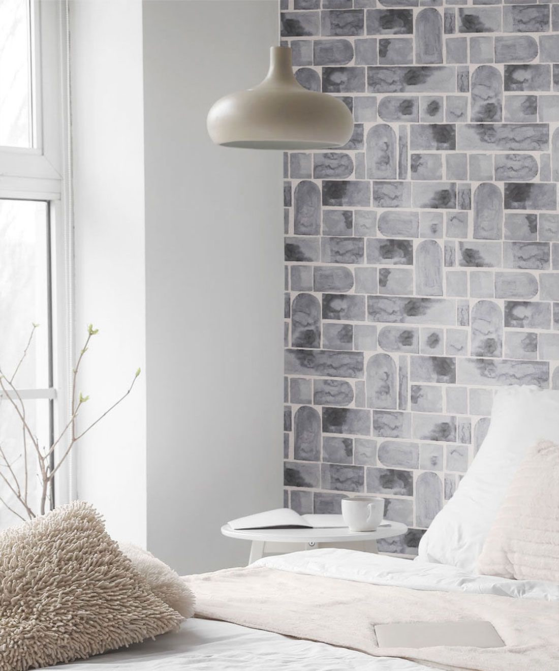 Formes Wallpaper • Charcoal White • Insitu
