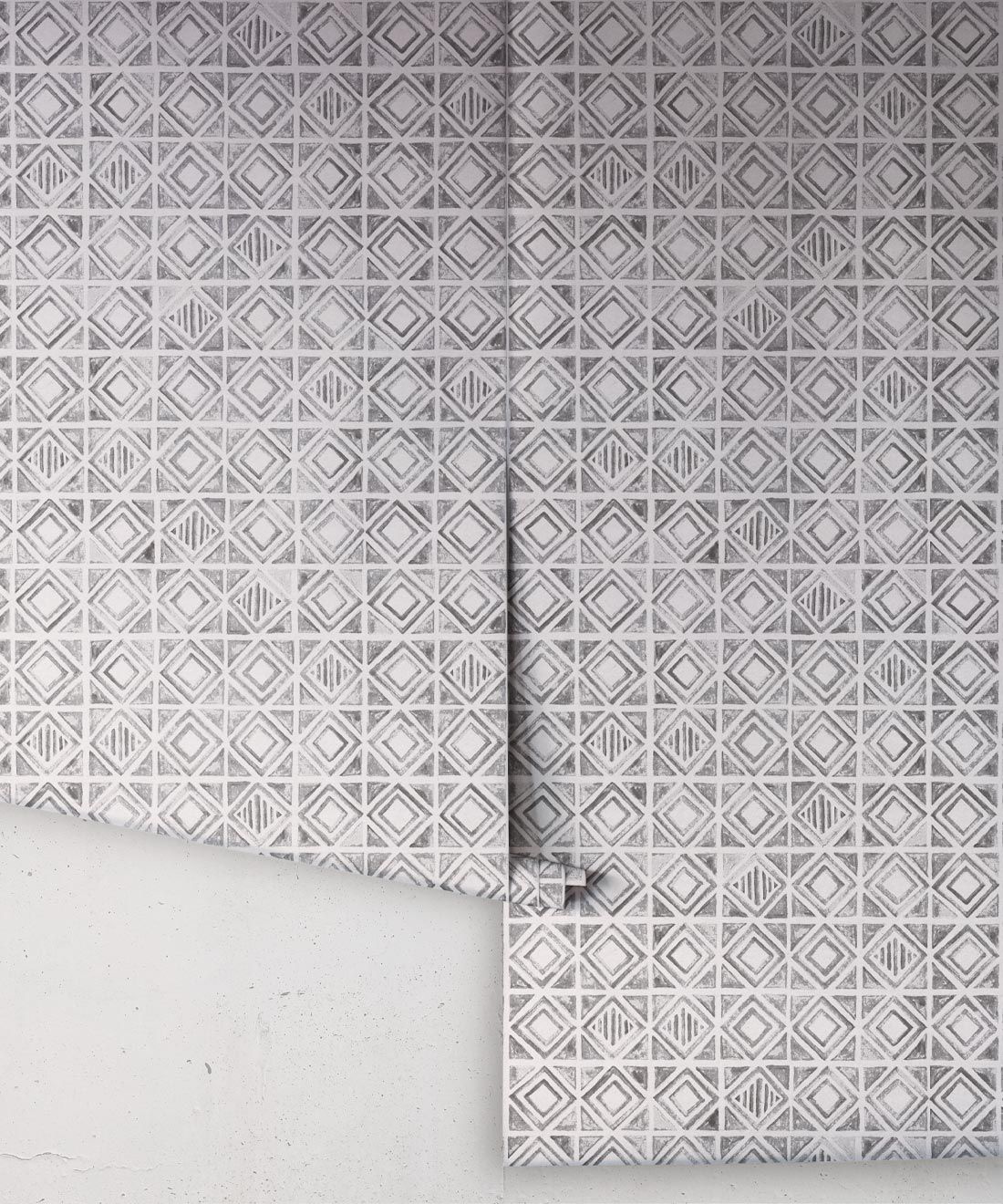 Tuile Wallpaper • Charcoal White • Rolls