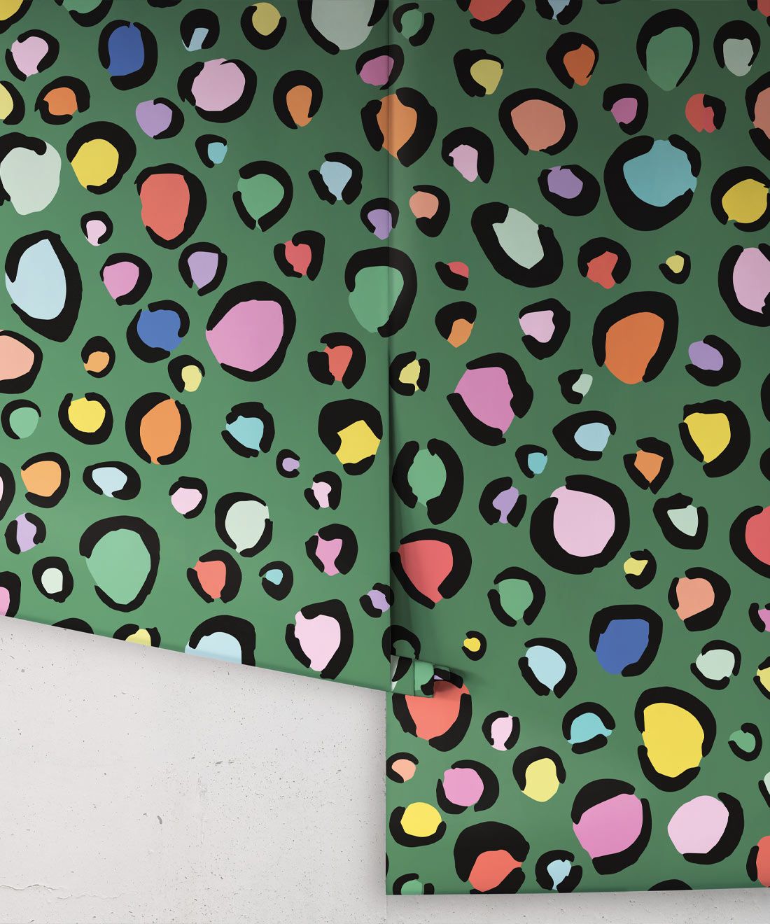 Rainbow Leopard Wallpaper • Deep Green • Rolls
