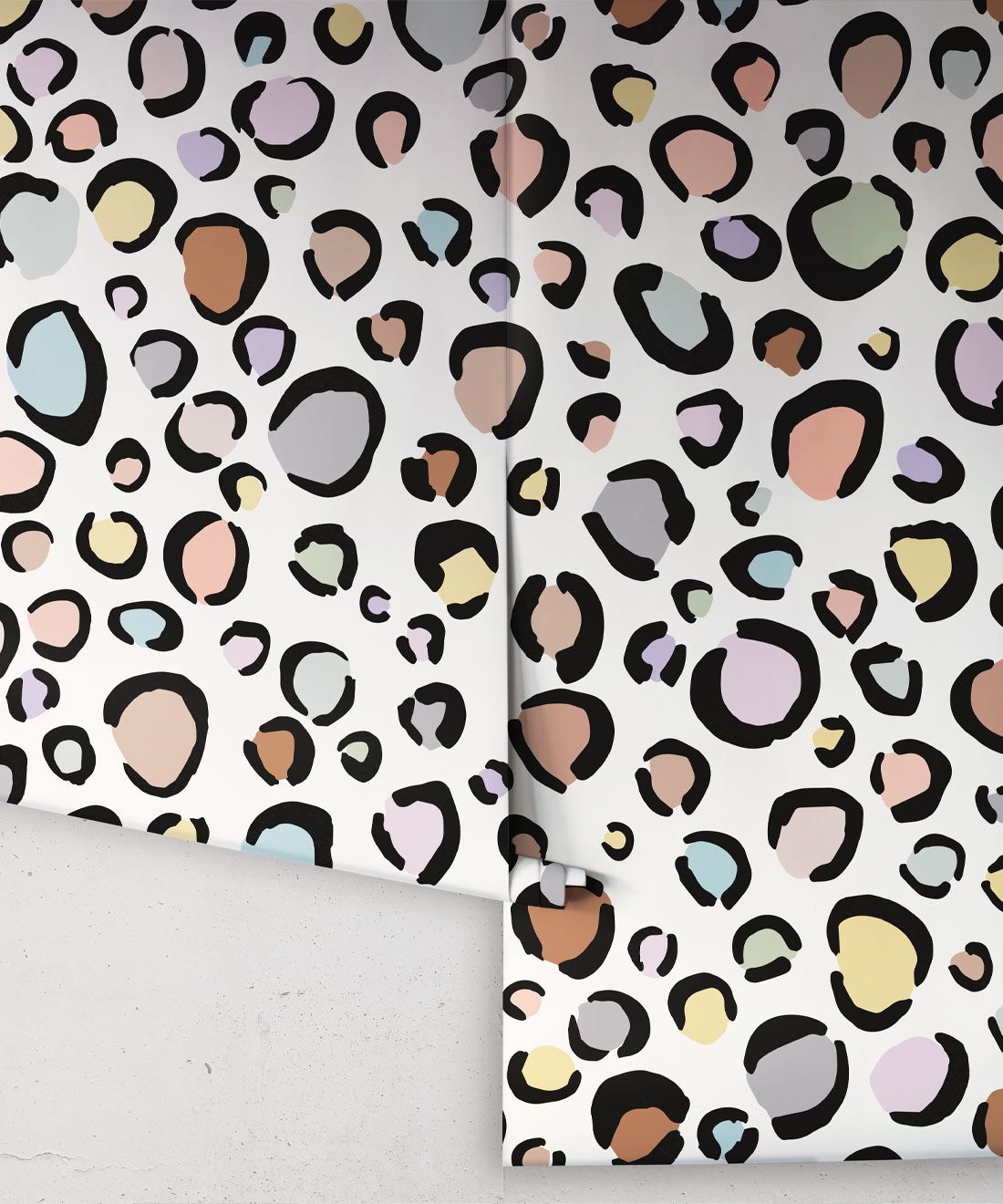 Rainbow Leopard Wallpaper • Pastel Cream • Rolls