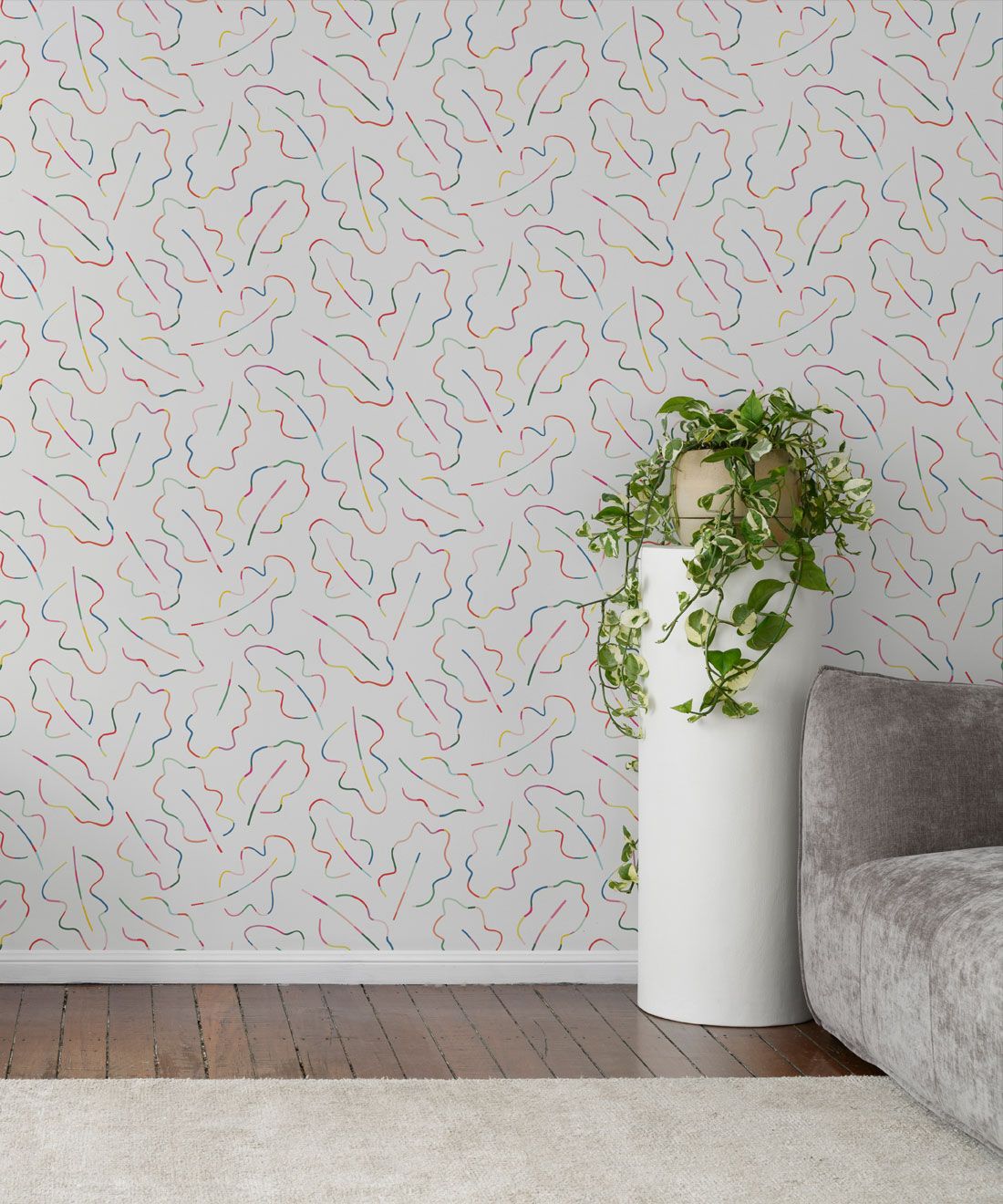 Spring Leaves Wallpaper • White • Insitu