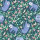 Sloth Wallpaper • Teal • Swatch
