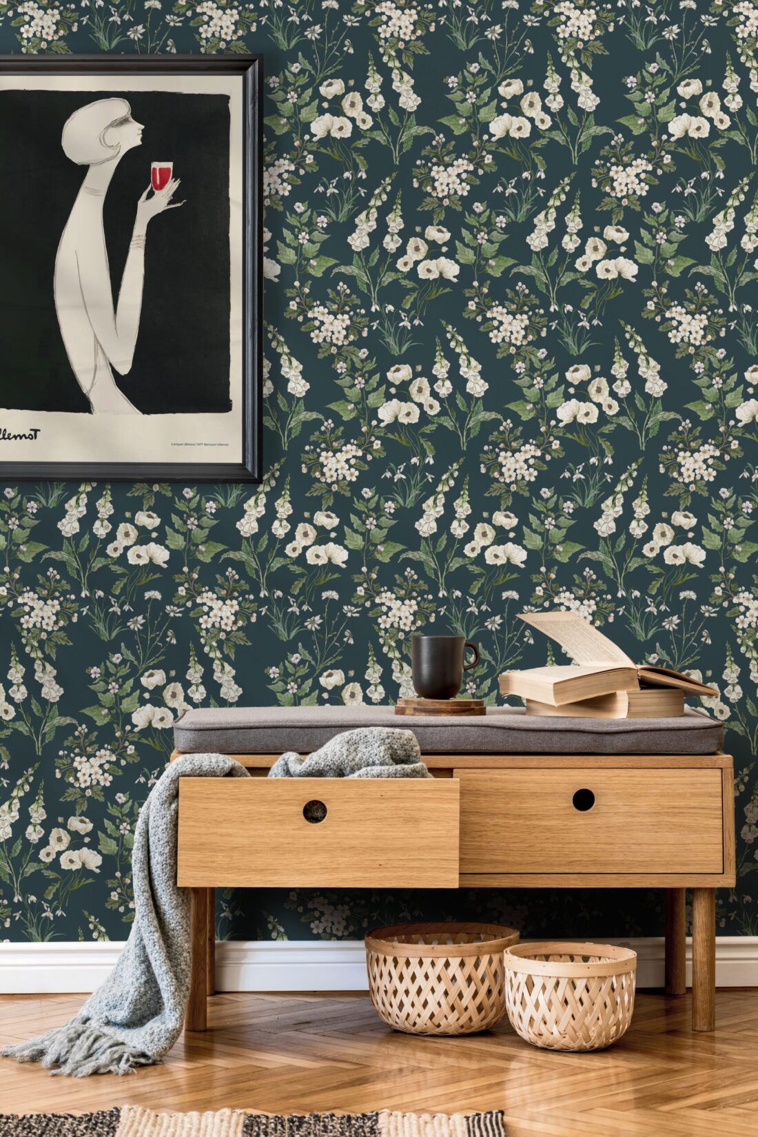 Wallpaper Republic - Floral Emporium Collection - Garden Delight - Emerald - Swatch - Insitu