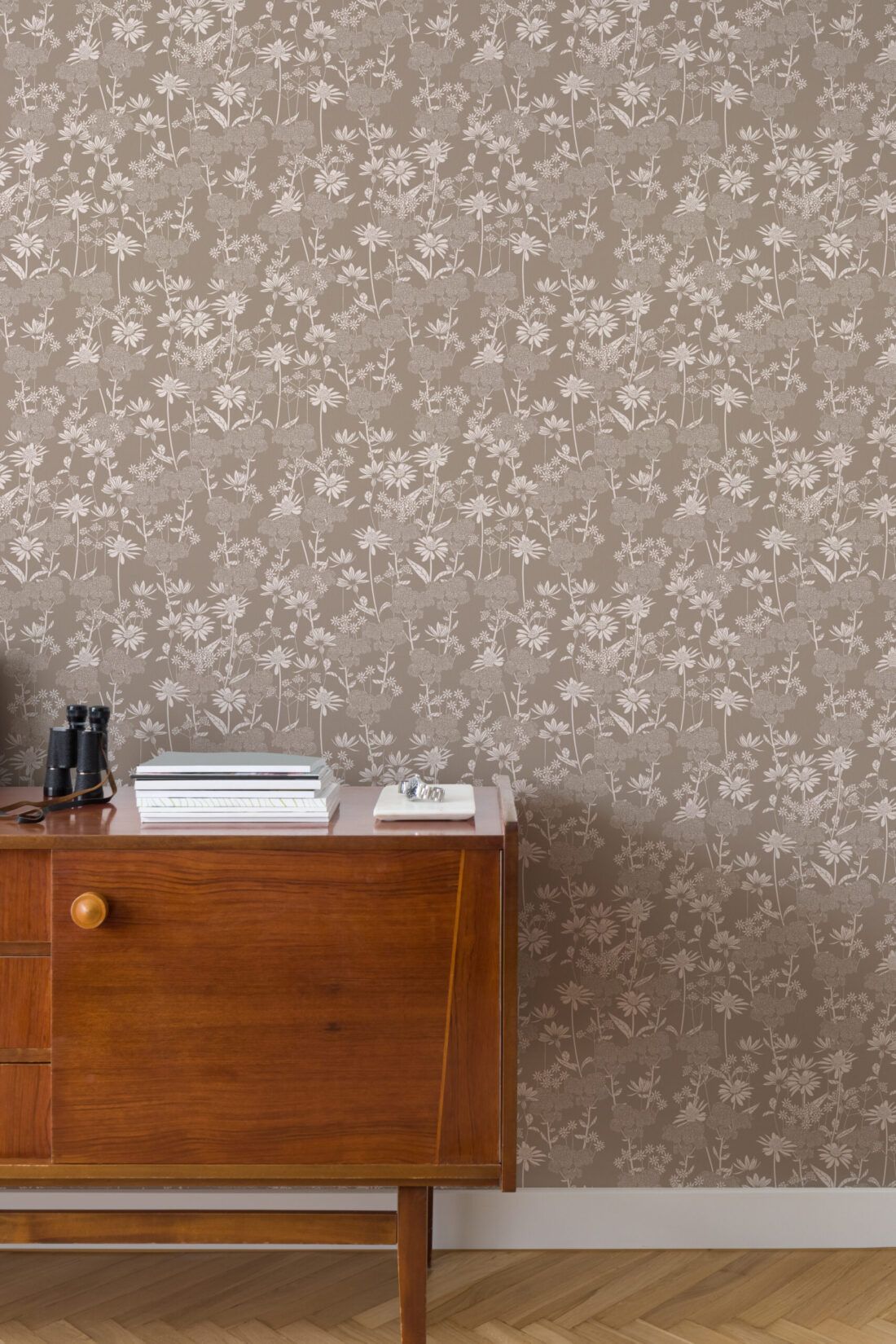 In The Bloom Collection - Wallpaper Republic - London Street Flowers Wallpaper - Colorway: Earth - Insitu