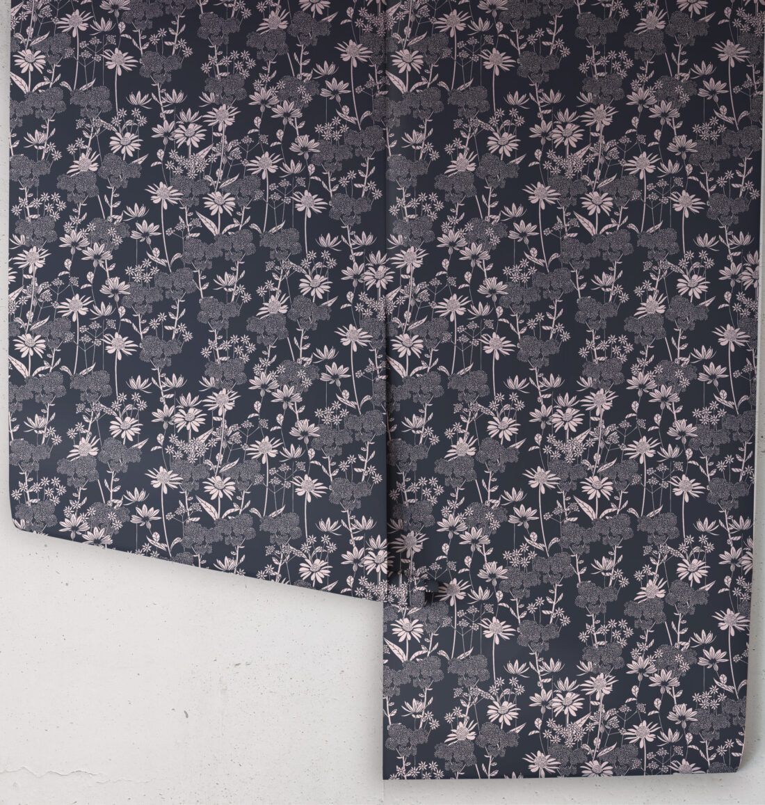 In The Bloom Collection - Wallpaper Republic - London Street Flowers Wallpaper - Colorway: Deep Blue - Rolls