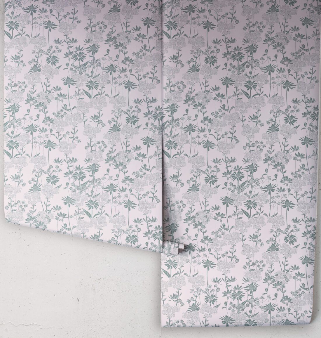 In The Bloom Collection - Wallpaper Republic - London Street Flowers Wallpaper - Colorway: Moss - Rolls