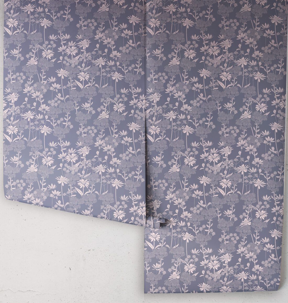 In The Bloom Collection - Wallpaper Republic - London Street Flowers Wallpaper - Colorway: Steel Blue - Rolls