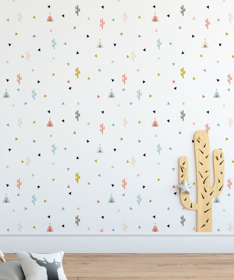 Teepee & Cactus Kids Wallpaper