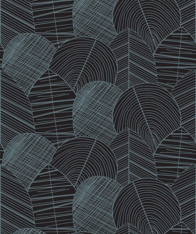 Byronian-Hills Slate Blue - Black Wallpaper