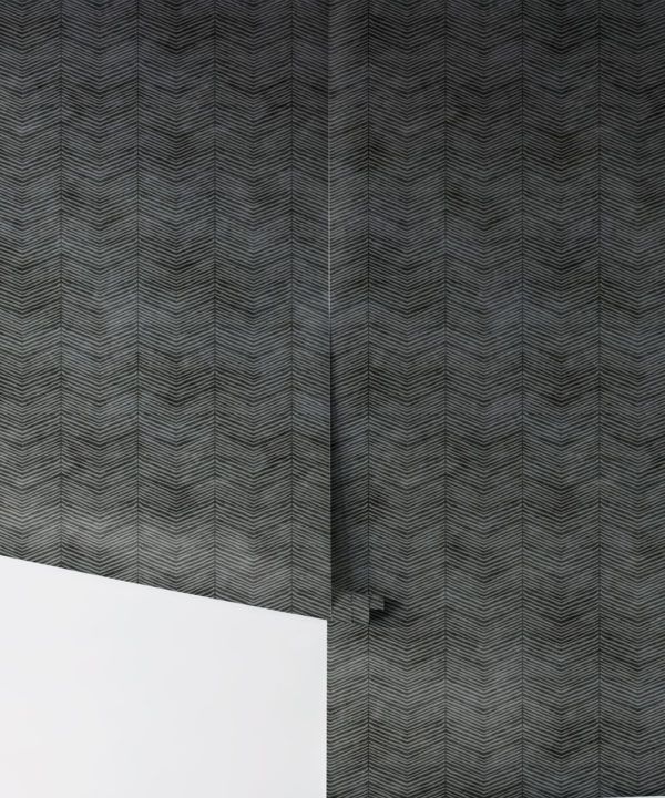 Black Herringbone Wallpaper