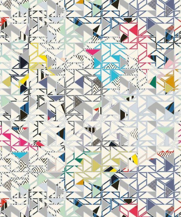 Bauhaus Wallpaper by Kitty McCall, geometric wallpaper with assorted colours