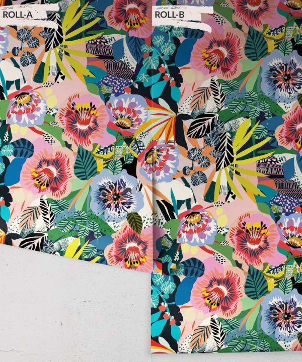Summer Garden Wallpaper by Kitty McCall featuring assorted colours. Floral Wallpaper