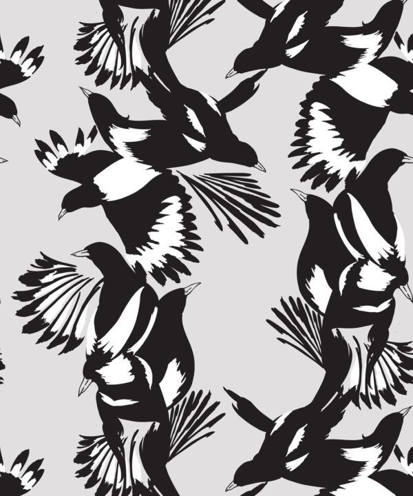 Magpie Wallpaper • Milton & King • Kingdom Home • Bird Wallpaper • Black & White Swatch
