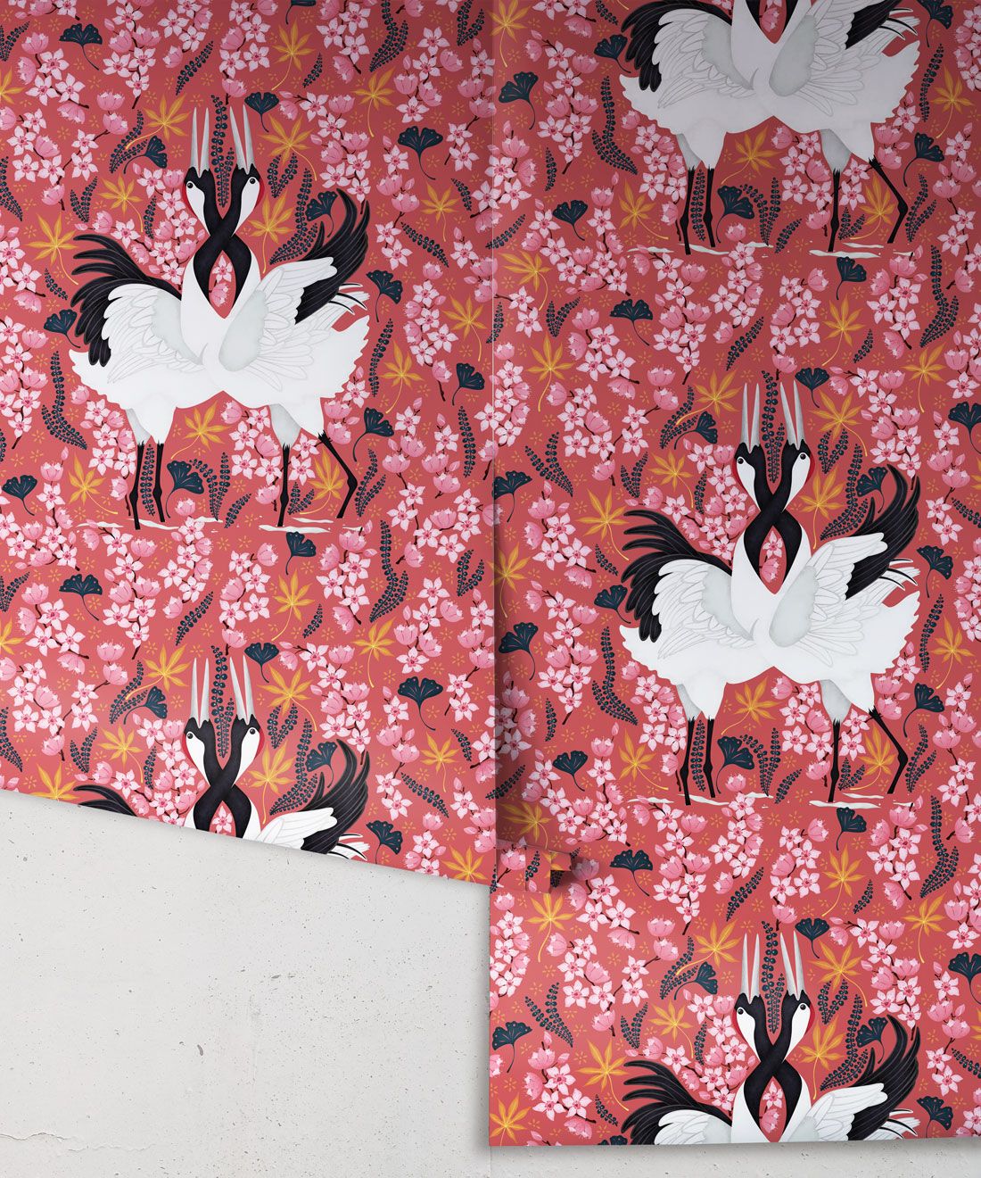 Japanese Cranes Wallpaper • Bird Wallpaper • Red Wallpaper Drops