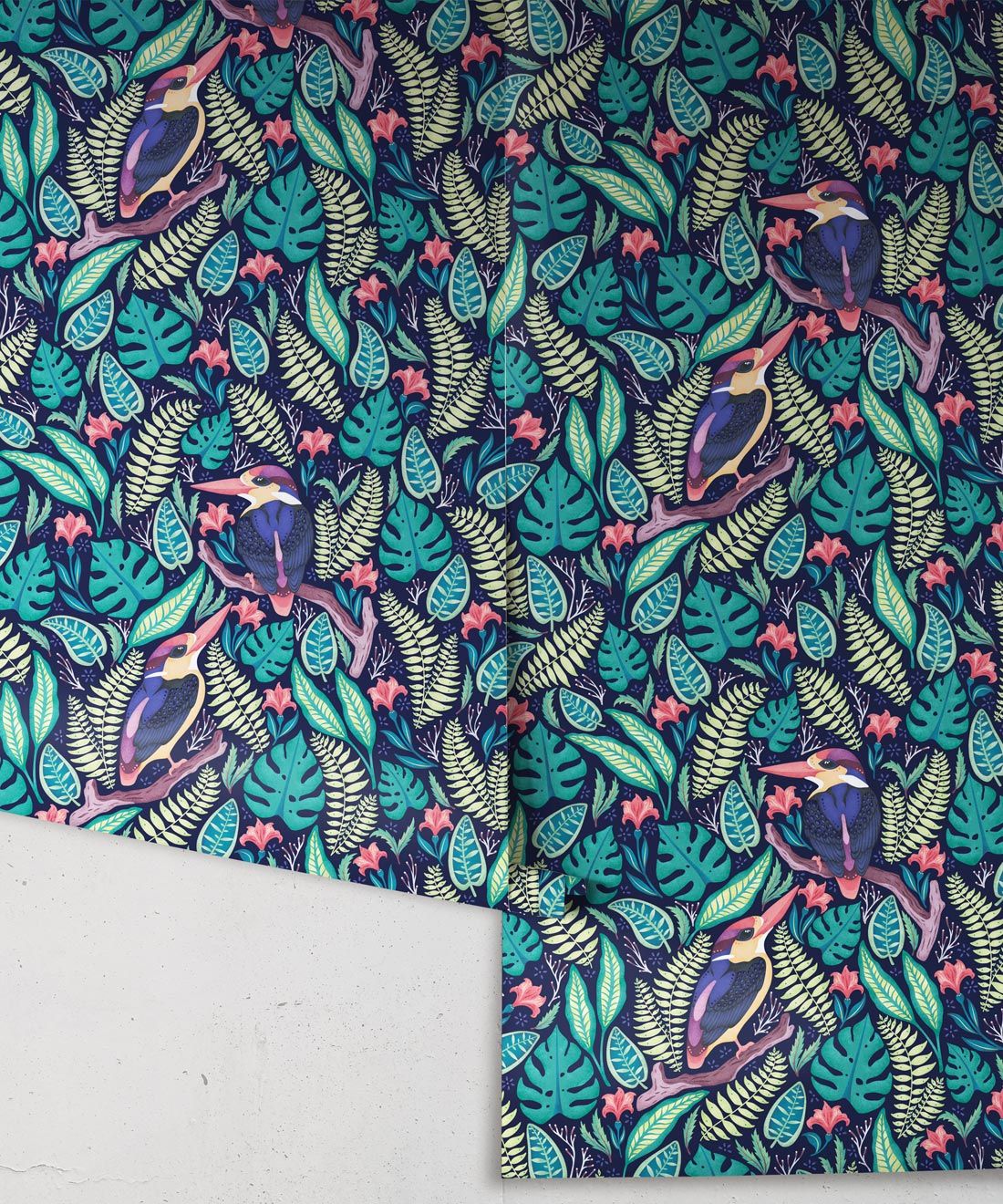 Kingfisher Wallpaper • Bird Wallpaper • Bright Neon Wallpaper Rolls